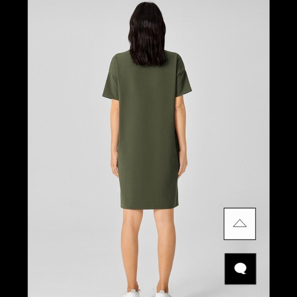 EILEEN FISHER Organic Pima Cotton Jersey T-Shirt Dress "Seaweed" F17OJ | Size L - Picture 3 of 12